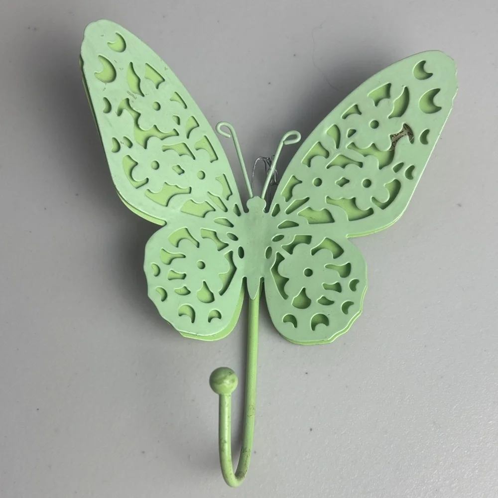 Green 3D Lace Butterfly Wall Metal Hook